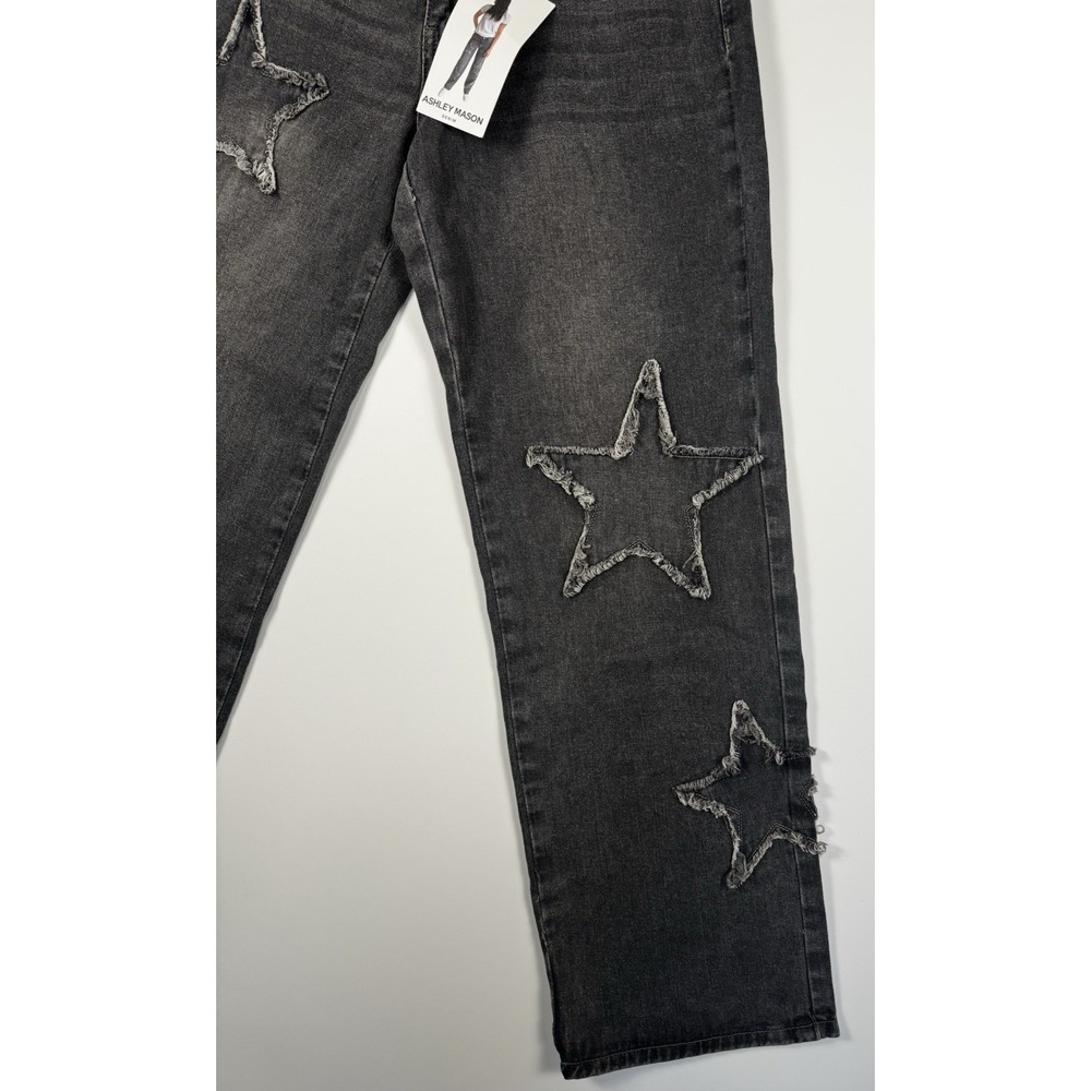 Womens Jeans Black Baggy Wide Leg Distressed Wash Star NWT Size 7/28 Y2K Grunge - Picture 5 of 16